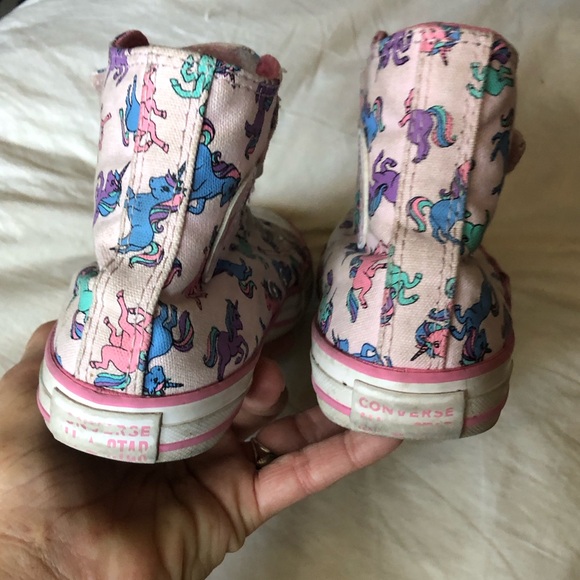 Children Unicorn Pink High Top Converse - Picture 6 of 9